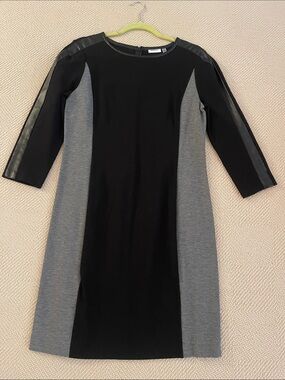 DKNYC Black and Gray Color-Block Sheath Dress